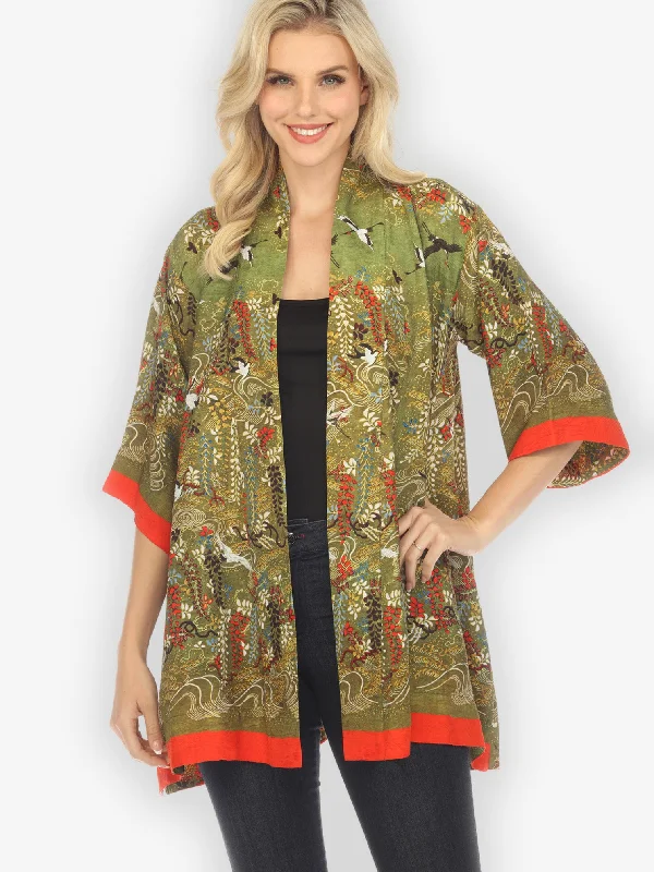 Wisteria Long Life Kimono Jacket Elasticated Jacket Padded Jacket Insulated Jacket