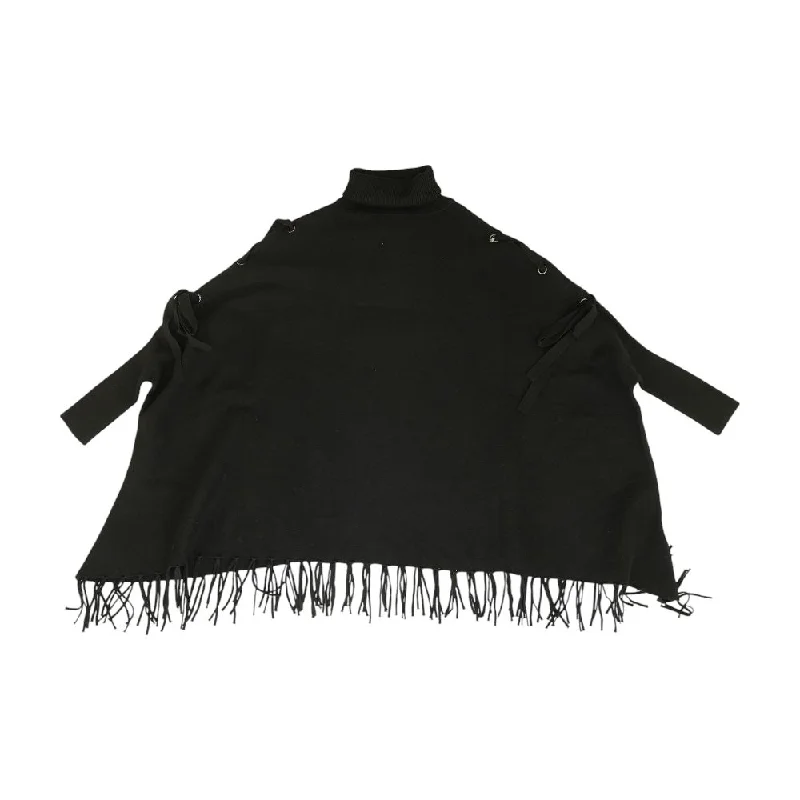 Black Solid Turtleneck Sweater Terry Blend Velvet Blend Canvas Blend