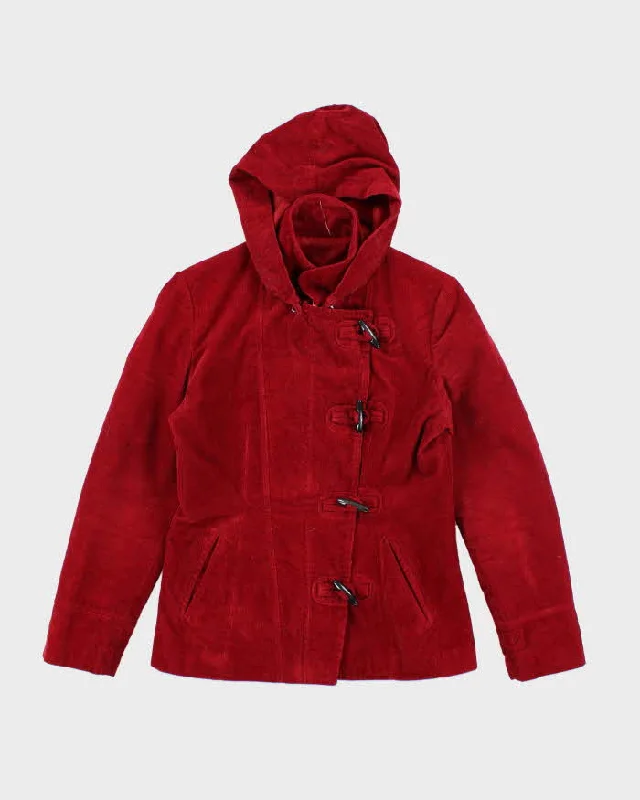 Y2k 00s Red Corduroy Hooded Jacket - M Mesh Jacket Canvas Jacket Denim Jacket