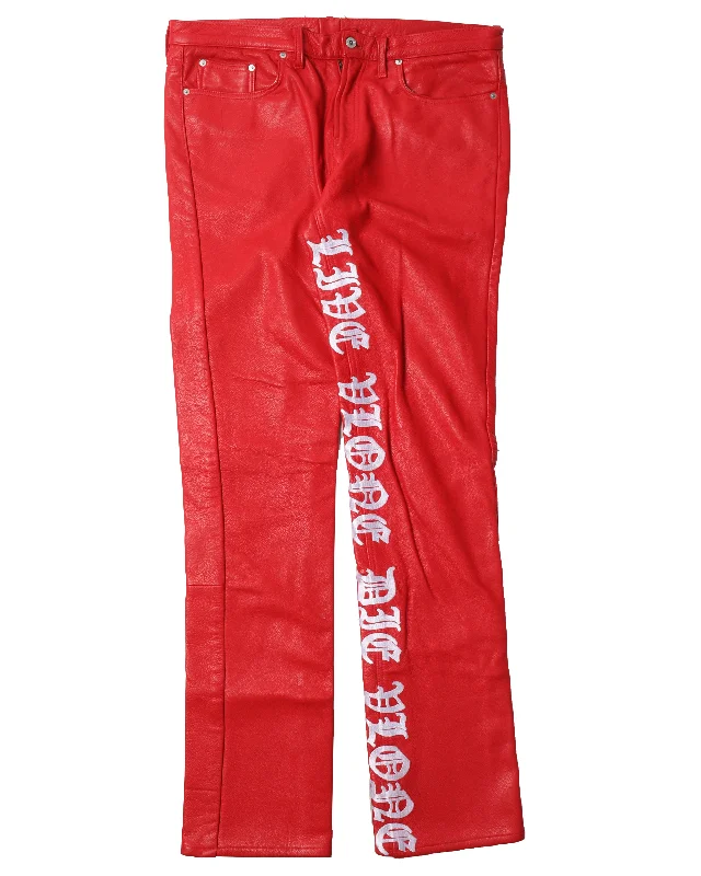 Sample Leather Red Pants Classic Flared Pants