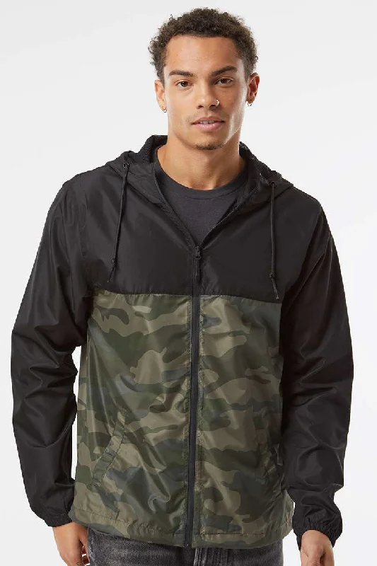Independent Trading Company Mens Water Resistant Full Zip Windbreaker Hooded Jacket - Black/Forest Green Camo Faux Fur Jacket Real Fur Jacket Shearling Jacket Independent Trading Company Mens Water Resistant Full Zip Windbreaker Hooded Jacket - Black/Forest Green Camo Faux Fur Jacket Real Fur Jacket Shearling Jacket