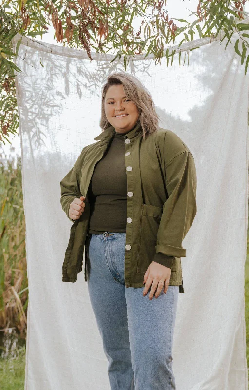 Painters Button Jacket (Cedar Green) Fitted Jacket Loose Jacket Oversized Jacket