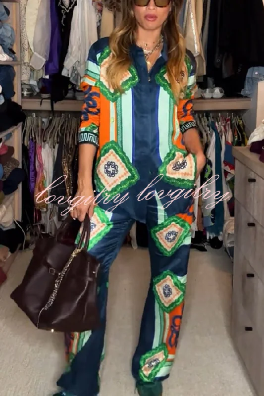 Vacation Times Satin Unique Print Elastic Waist Pocketed Wide Leg Pants Elegant Trouser Pants Vacation Times Satin Unique Print Elastic Waist Pocketed Wide Leg Pants Elegant Trouser Pants