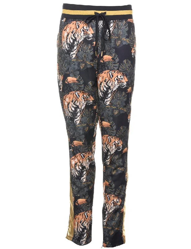 Animal Print Track Pants - W37 L33 Fashionable Tapered Leg Pants