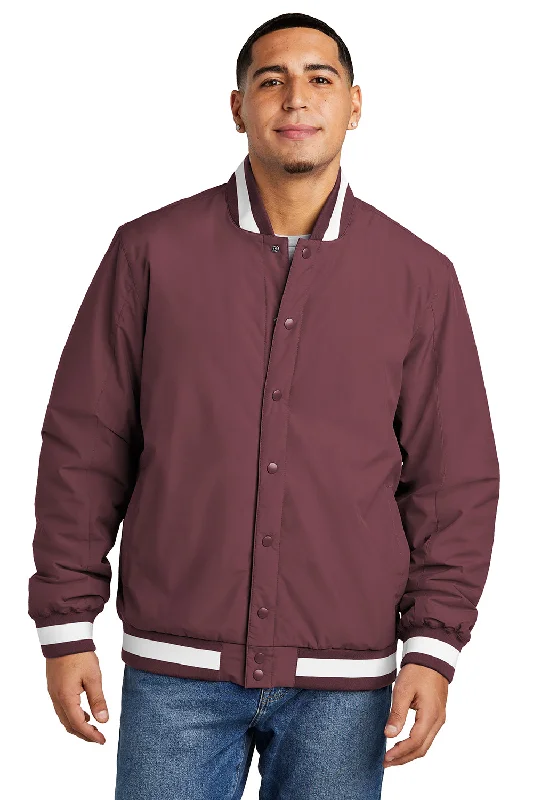 Sport-Tek Mens Water Resistant Snap Down Varsity Jacket - Maroon Welt Pockets Slit Pockets Flap Pockets Sport-Tek Mens Water Resistant Snap Down Varsity Jacket - Maroon Welt Pockets Slit Pockets Flap Pockets
