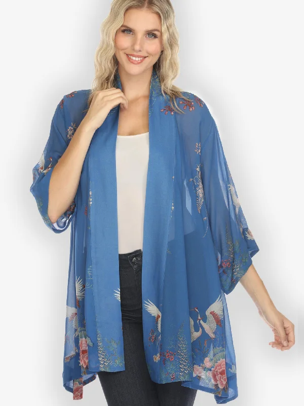 Wisteria Butterflies Cranes in Blue Kimono Jacket Embroidered Jacket Appliqued Jacket Beaded Jacket Wisteria Butterflies Cranes in Blue Kimono Jacket Embroidered Jacket Appliqued Jacket Beaded Jacket