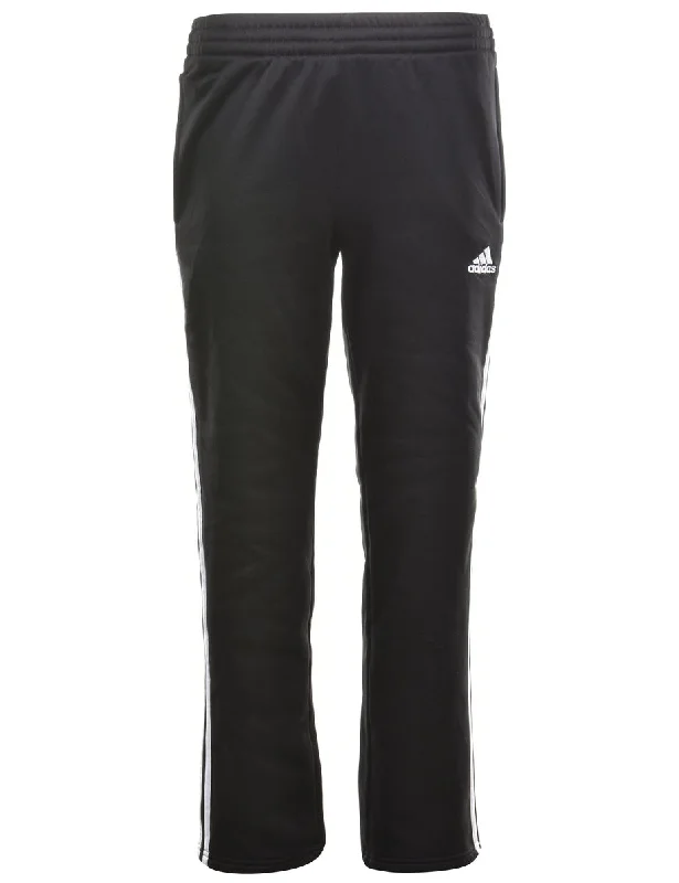 Adidas Black Track Pants - W24 L29 Stylish Elastic Waist Pants