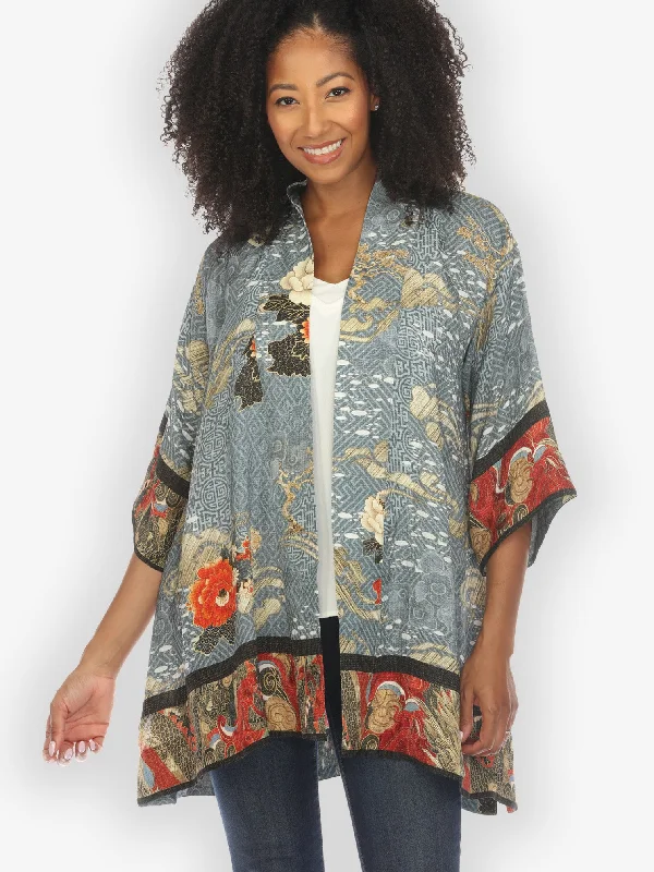 Happy Dragon Silk Kimono Jacket Appliqued Jacket Beaded Jacket Sequined Jacket