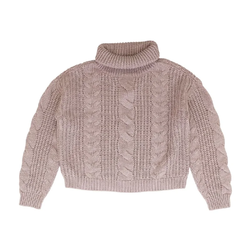 Purple Solid Turtleneck Sweater Chenille Blend Fleece Blend Nylon Blend