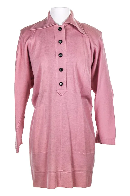 Vintage 70's Yves Saint Laurent Rive Gauche Sweater Dress Open Front Closed Front Wrap Front