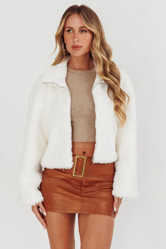 Margeaux Faux Fur Jacket White Satin Jacket Silk Jacket Chiffon Jacket