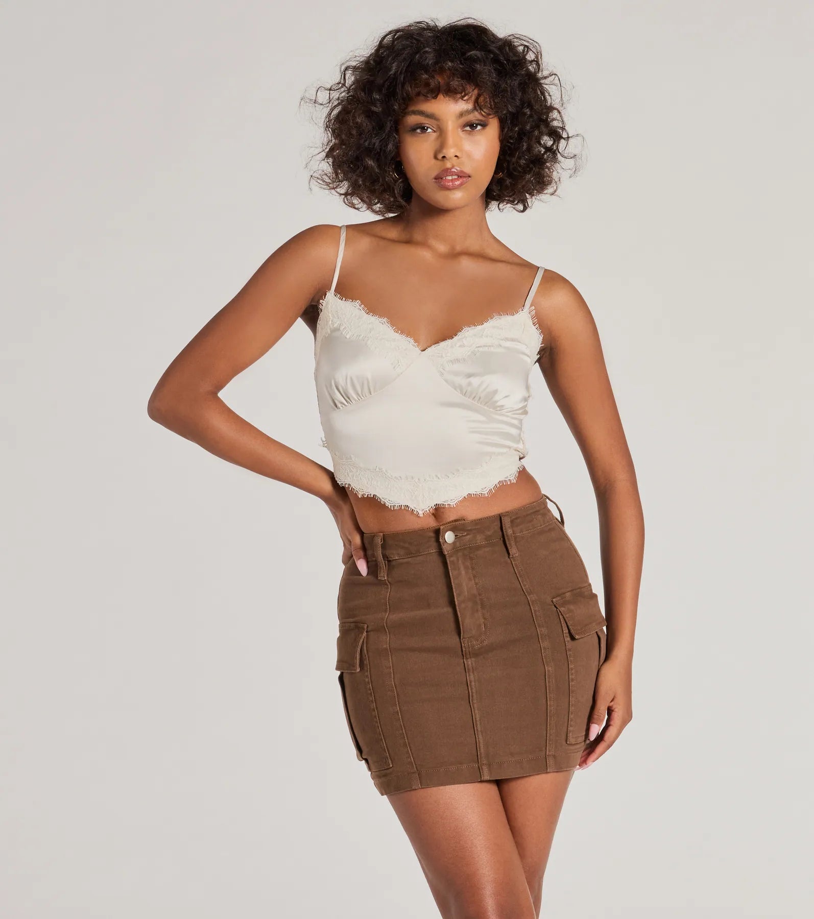 Serving Style Cargo Mini Skirt chiffon skirt airy