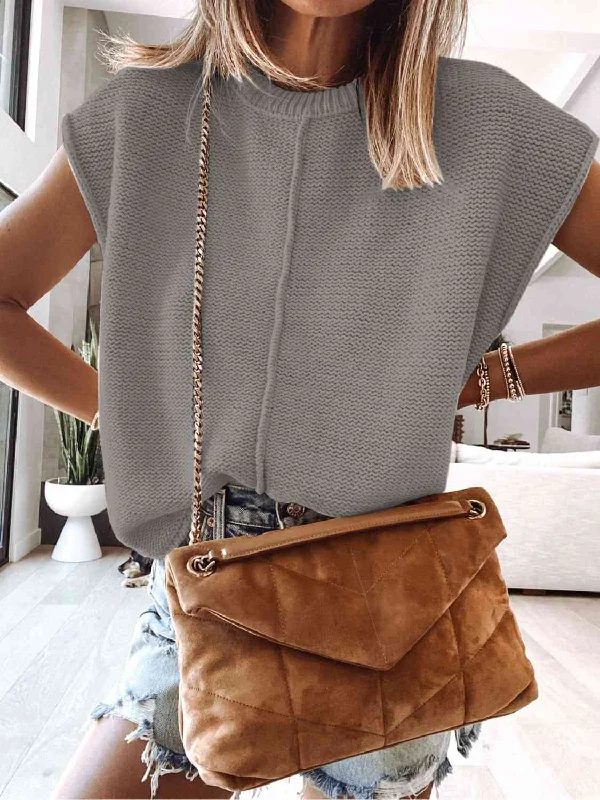 Marina Cap Sleeve Sweater Vest Cashmere Blend Cotton Blend Poly Blend