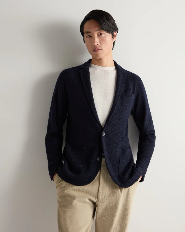 Men's Marlborough Fine Gauge Cashmere Jacket Navy Blue Tailored Jacket Straight Jacket A-Line Jacket Men's Marlborough Fine Gauge Cashmere Jacket Navy Blue Tailored Jacket Straight Jacket A-Line Jacket