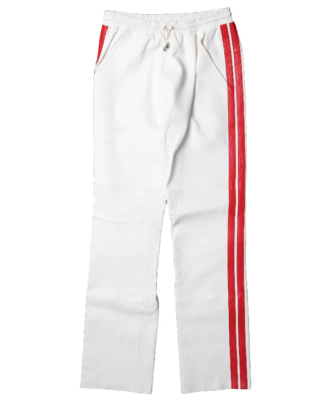 Sample Leather White Stripped Pants Fashionable Work Pants