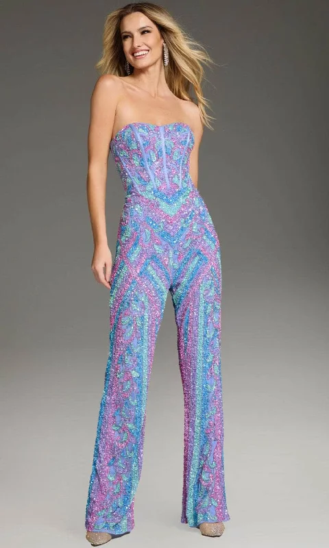 Jovani 42597 - Sweetheart Neck Strapless Pant Suit Classic Flared Pants