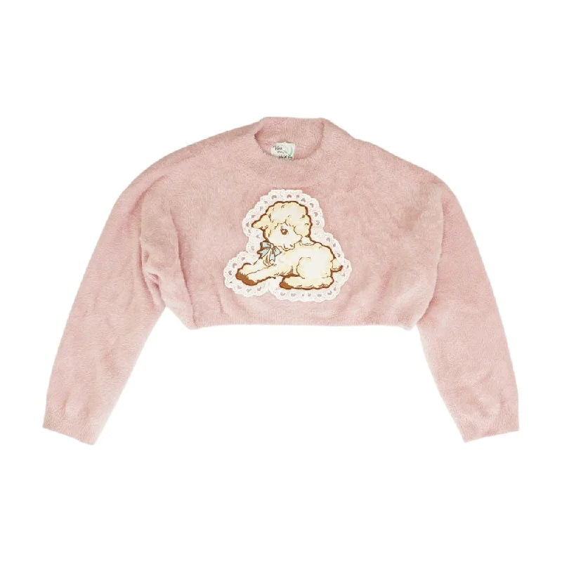 Pink Solid Crewneck Sweater Fitted Slim Tailored