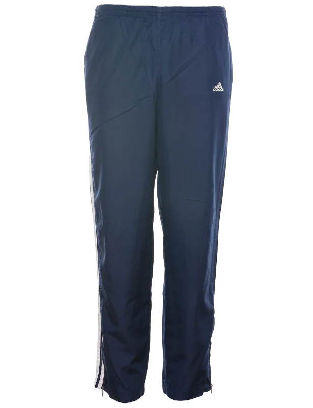 Adidas Navy & White Contrast Track Pants - W29 L30 Soft Stretch Trousers