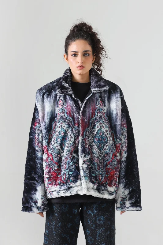 DISTORTED CARPET PRINT JACKET Rayon Jacket Velvet Jacket Corduroy Jacket