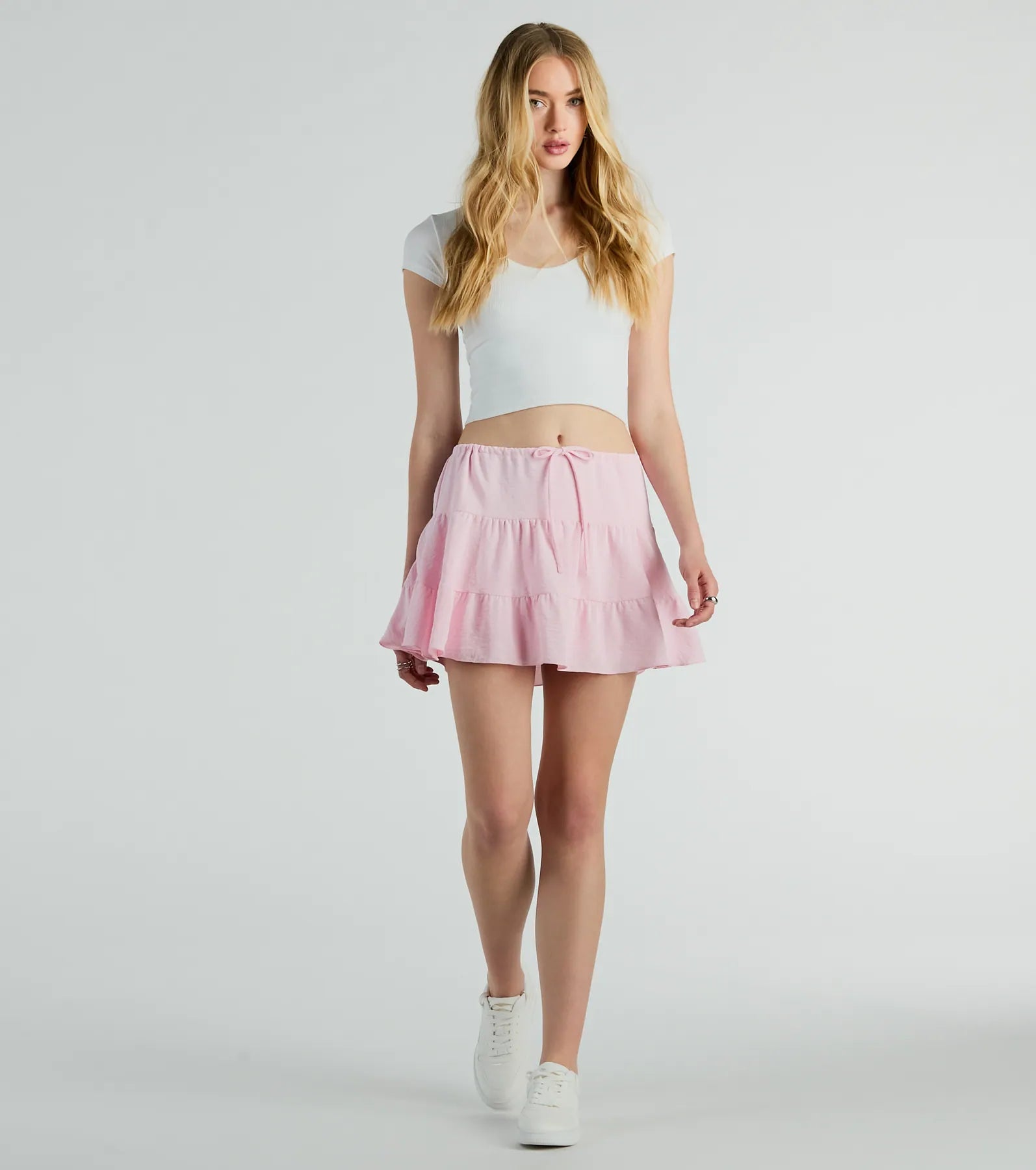 Playful Distraction Low Rise Ruffled Mini Skirt asymmetrical skirt cut