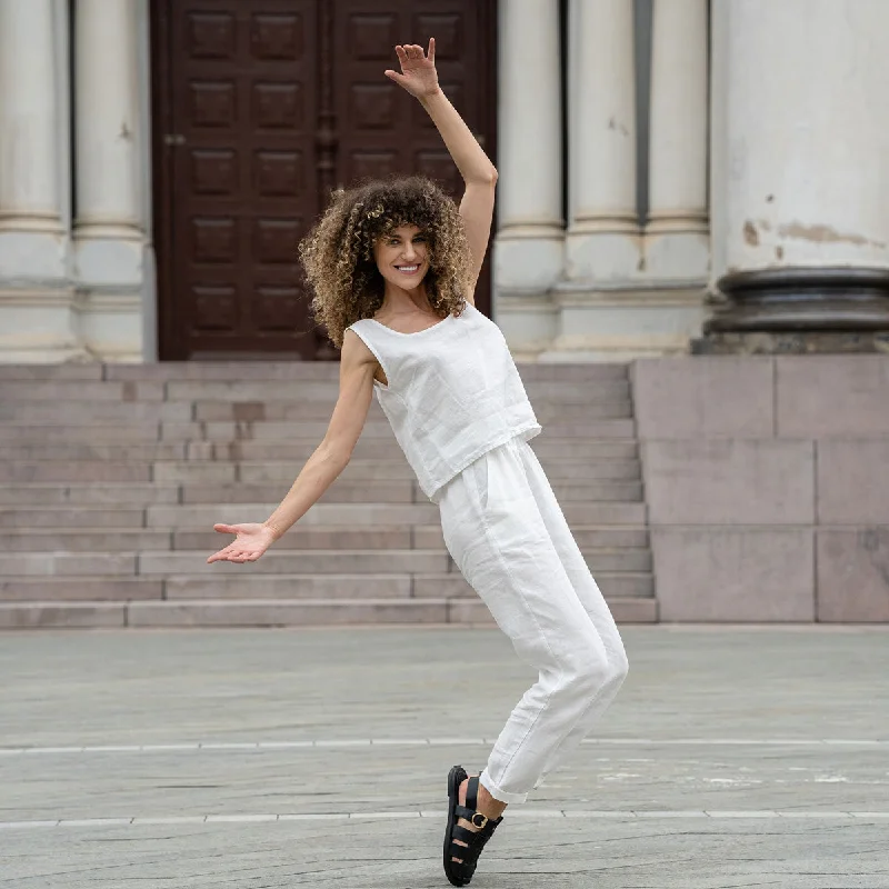 Linen Pants Dakota Pure White Soft Wool Pants