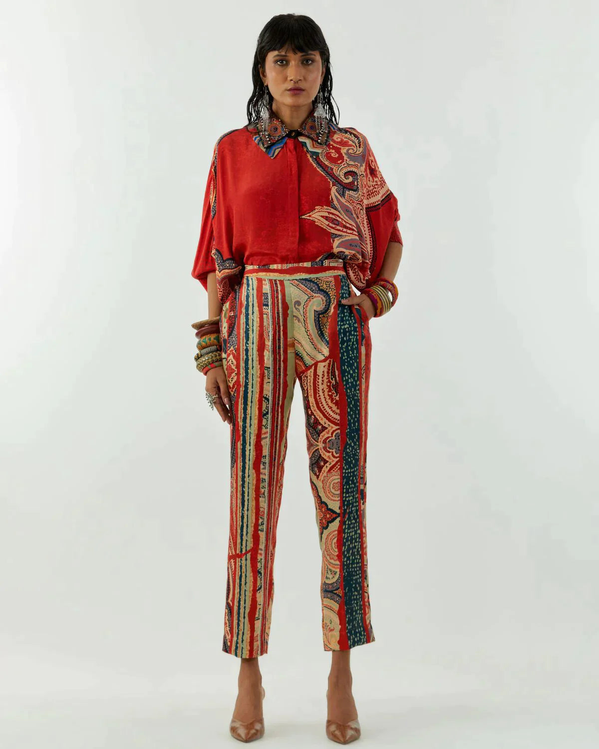 Red Mandala Pant Stylish Elastic Waist Pants