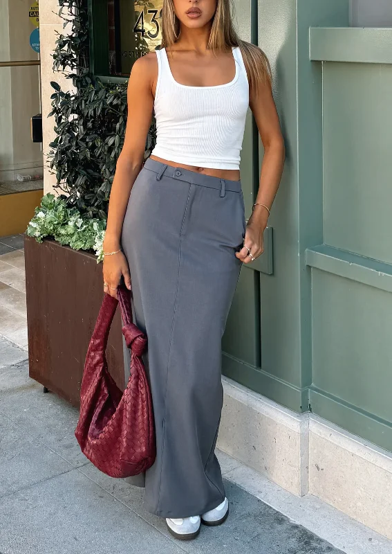 Emilia Maxi Skirt Charcoal chiffon skirt delicate
