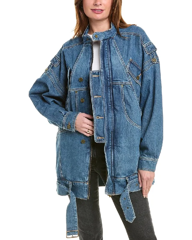 FRAME Denim The MC Denim Jacket Faux Fur Jacket Real Fur Jacket Shearling Jacket
