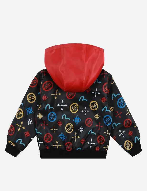 Allover Seagull and Kamon Print Jacket Jersey Jacket Tulle Jacket Batik Jacket
