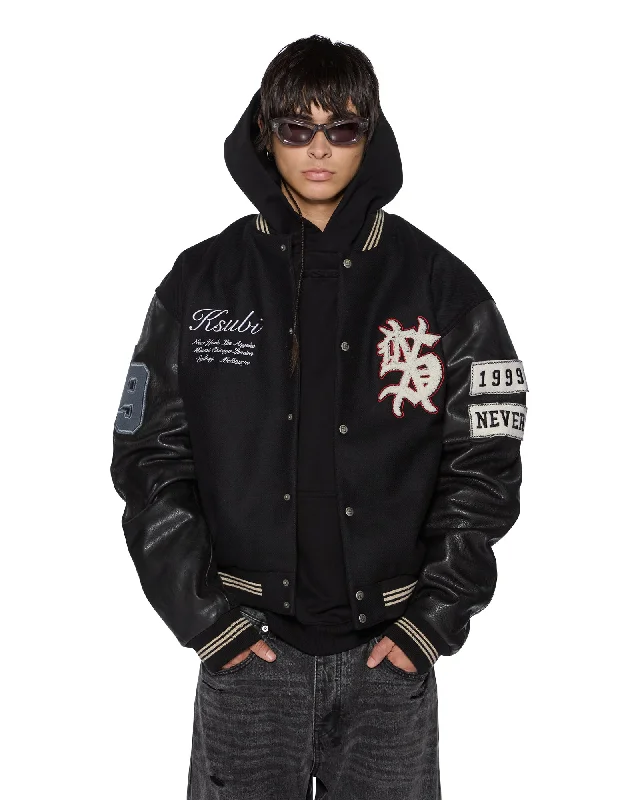 PLAYOFF VARSITY JACKET BLACK Elasticated Jacket Padded Jacket Insulated Jacket
