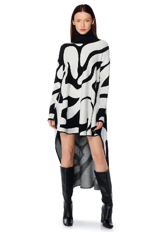 GROOVY BABY SWEATER HIGH LOW MINI DRESS Tailored Straight A-Line
