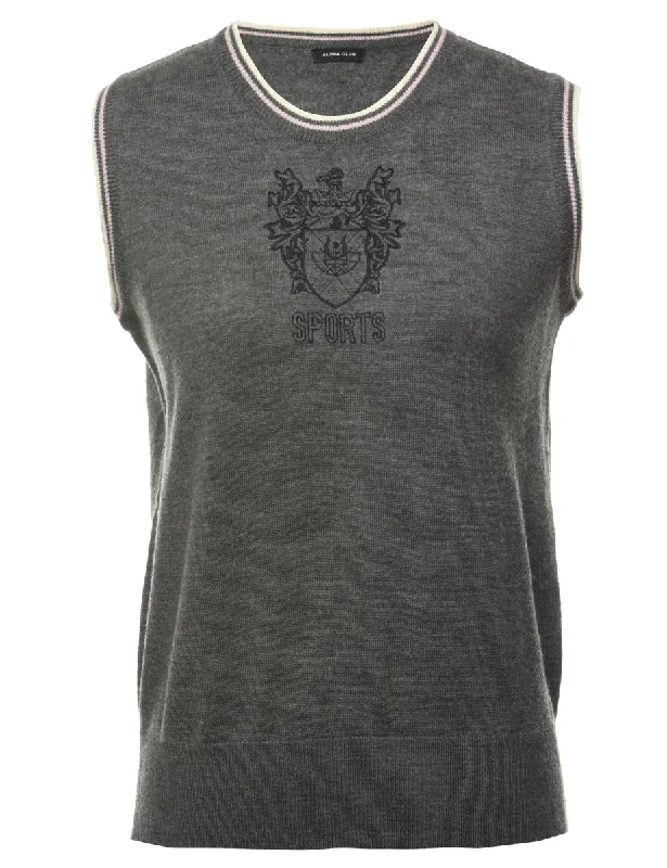 Grey Sweater Vest - M Elegant Classic Vintage