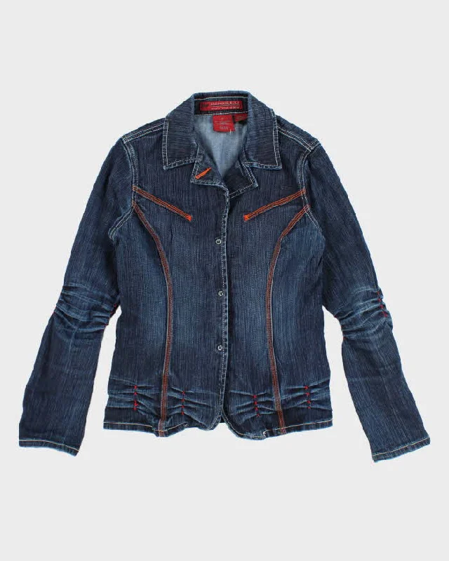 Y2k 00s Parasucu Denim Jacket - M Front Pockets Side Pockets Patch Pockets