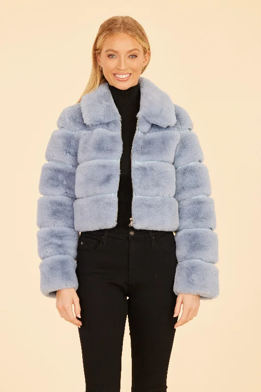Paneled Faux Fur Vegan Leather Cropped Jacket Bomber Jacket Anorak Windbreaker
