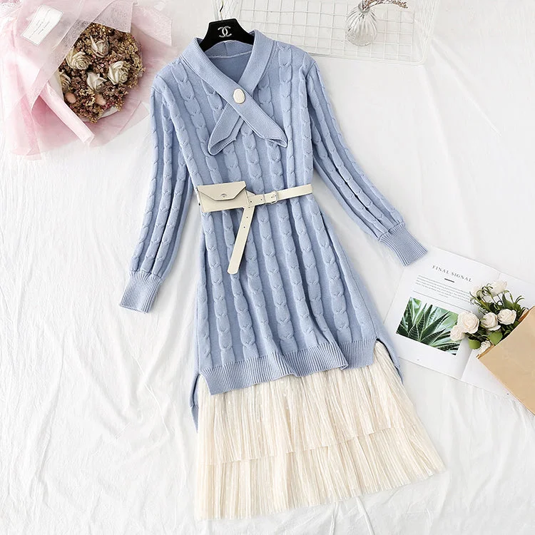 Knee sweater mesh cake skirt suit foreign style 3952 Anti-Pilling Anti-Shrink Durable Knee sweater mesh cake skirt suit foreign style 3952 Anti-Pilling Anti-Shrink Durable