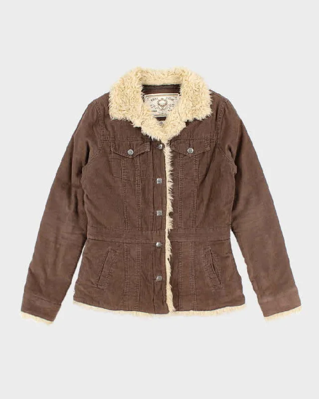 Vintage Y2k 00s Roxy Corduroy Faux Fur Collar Jacket - S Jacket Blazer Coat