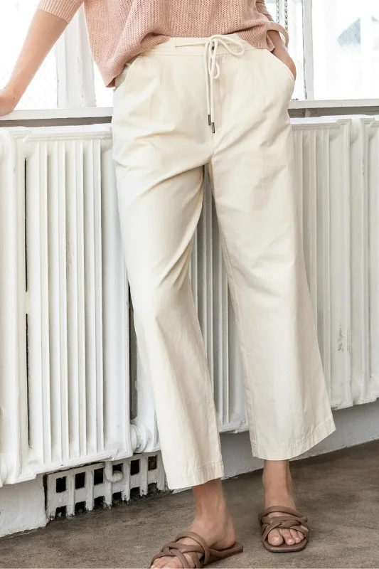 Lilla P Canvas Drawstring Pants in Ecru