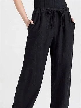 Mid Waist Tie Front Pull On Pant