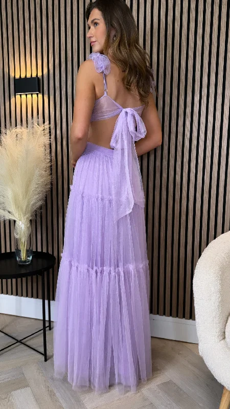 Juliette Lilac Sweetheart Tiered Midaxi Dress