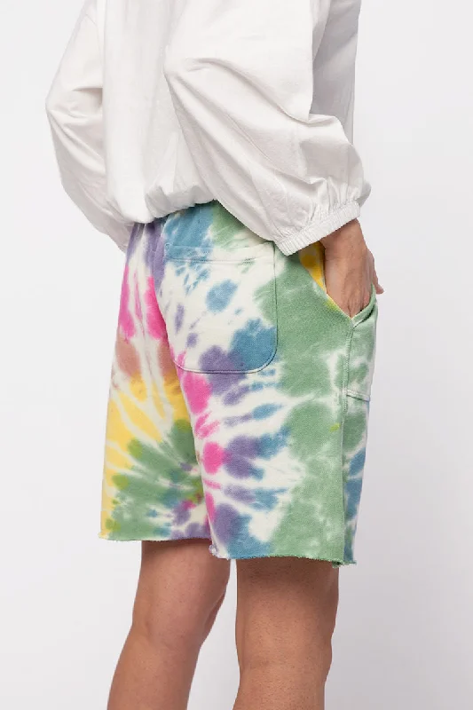 Jen Slouchy Cut Off Sweat Short in Skittles Dye