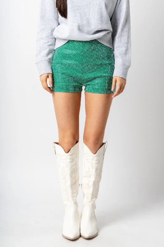 Rhinestone shorts emerald