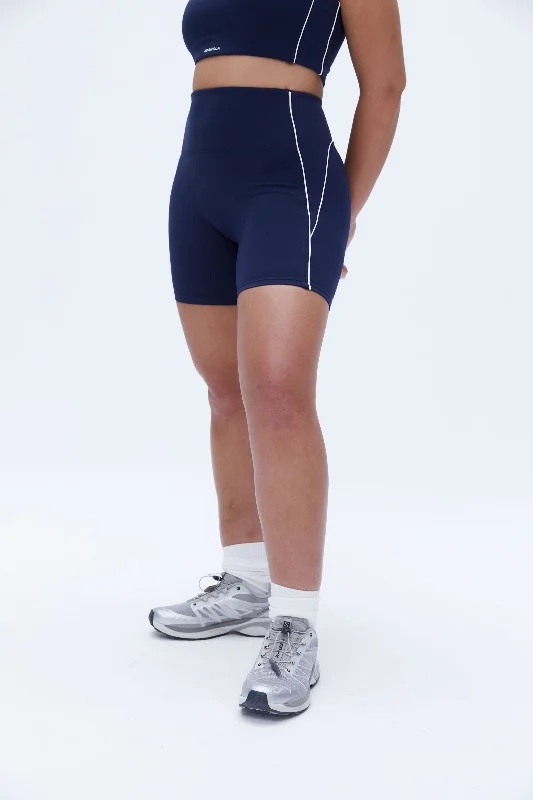 Ultimate Micro Piping Crop Short - Navy Blue/Off White